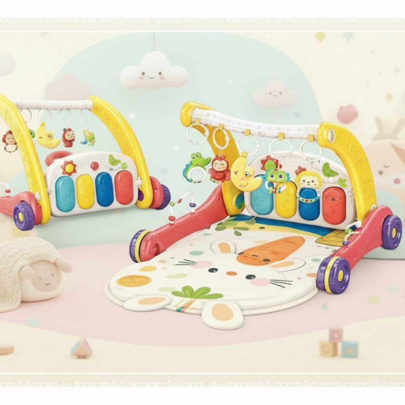 Step & Play – Interactive & Safe – 3-in-1 Walker & Baby Gym