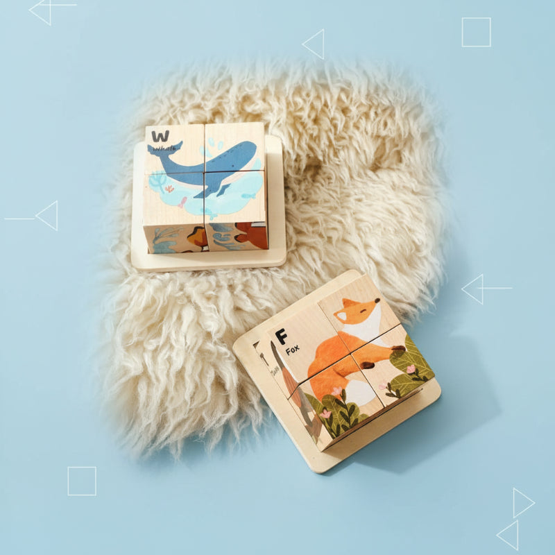 WoodMind – Creative & Educational – 6-in-1 Montessori Animal Wooden Puzzle