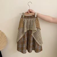 Thumbnail for TinyTrends – Boho Chic & Cute – Crocheted Top with Checkered Skirt