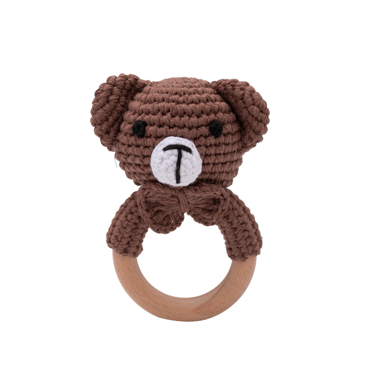 CuddleRattle – Soft & Playful – Crocheted Baby Rattle with Wooden Ring
