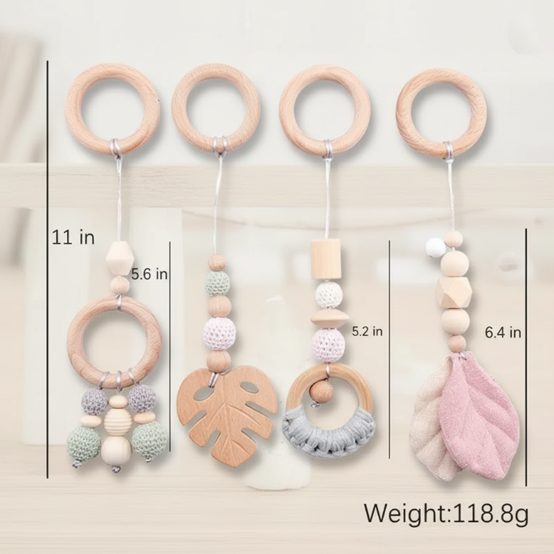Wooden Baby Rattle Toy – Sensory & Safe – Baby Gym