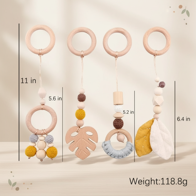 Wooden Baby Rattle Toy – Sensory & Safe – Baby Gym