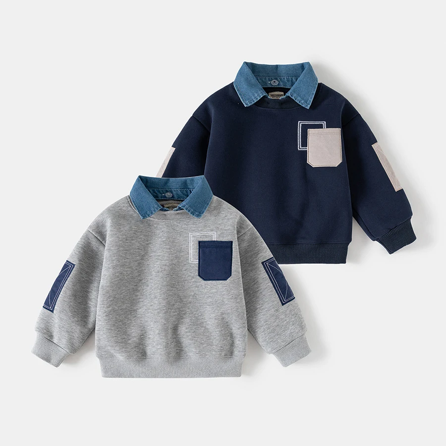 CoolJunior – Warm & Stylish – Boys' Sweater with Denim Collar