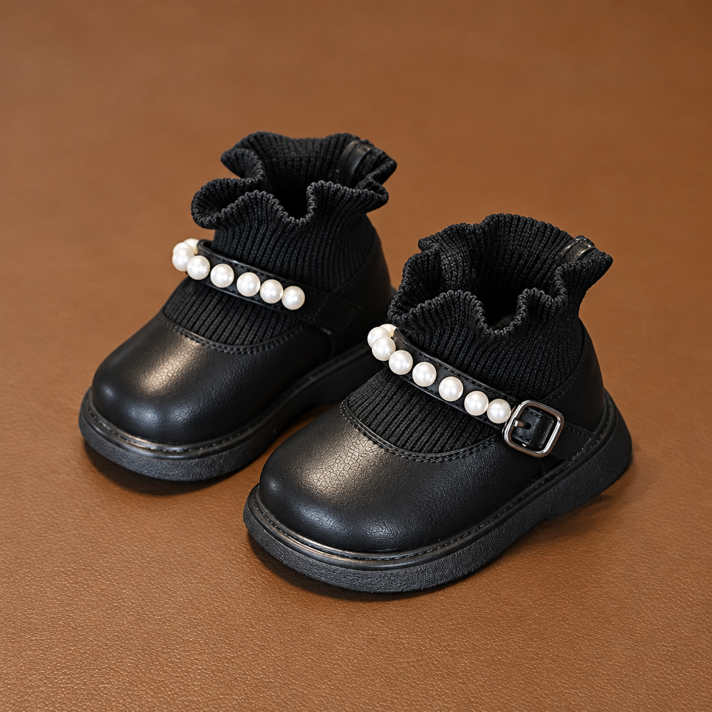 PearlCharm – Elegant & Cute – Children's Ankle Boots with Pearl Details