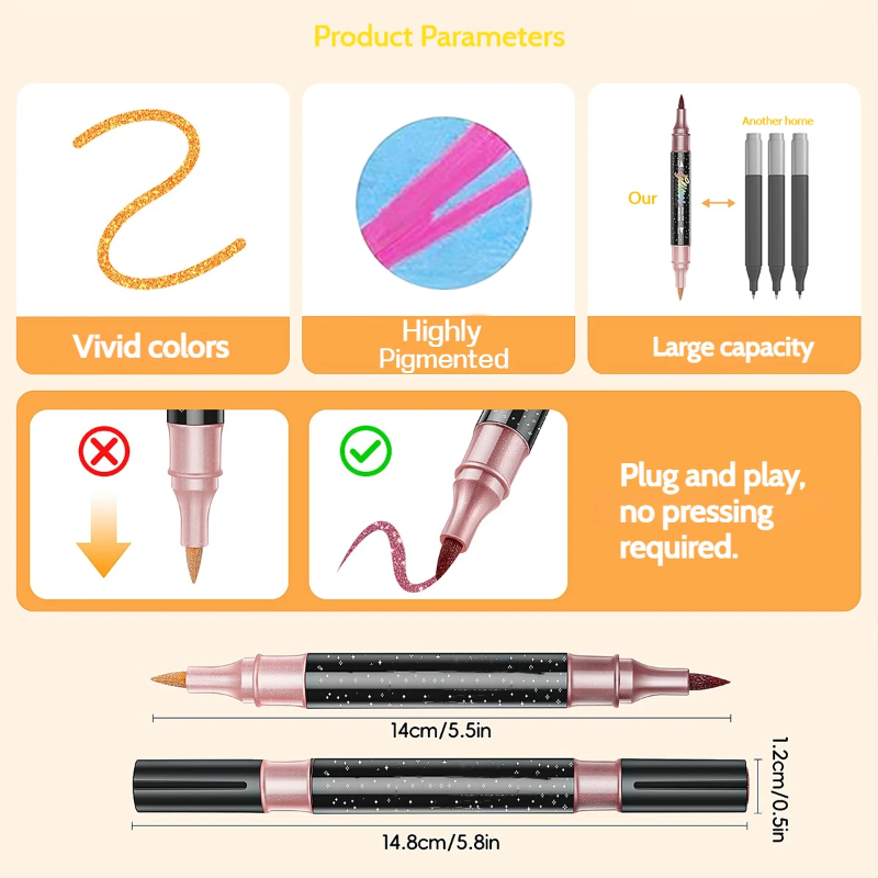 ArtShine – Colorful & Sparkling – Double-Sided Glitter & Glow-in-the-Dark Marker Set