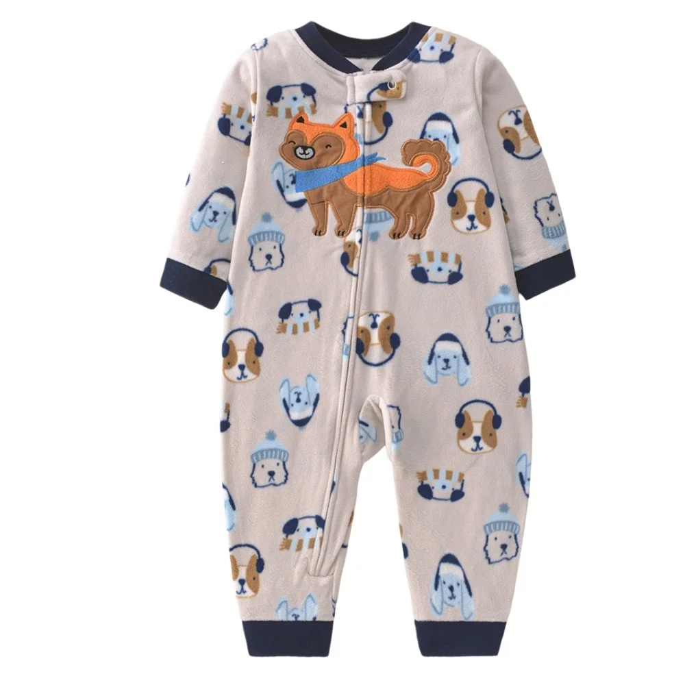 WarmBuddy – Cute & Soft – Fleece Baby Jumpsuit with Cartoon Print
