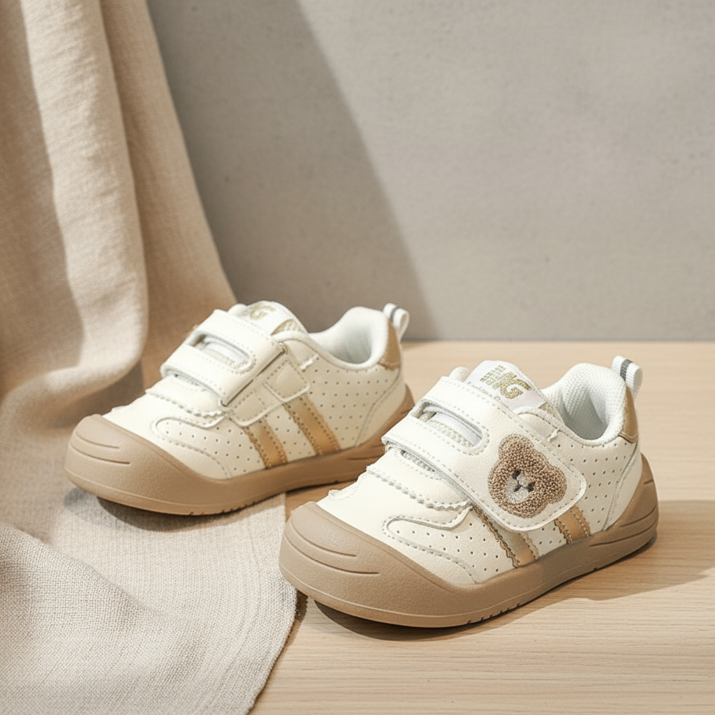 KinderMove – Sturdy & Supple - Velcro Sneakers with bear pattern