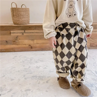 Thumbnail for RetroBloom – Comfortable & Playful – Kids' Pants with an Argyle Pattern
