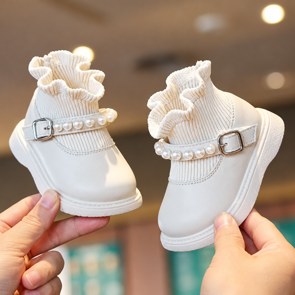 PearlCharm – Elegant & Cute – Children's Ankle Boots with Pearl Details