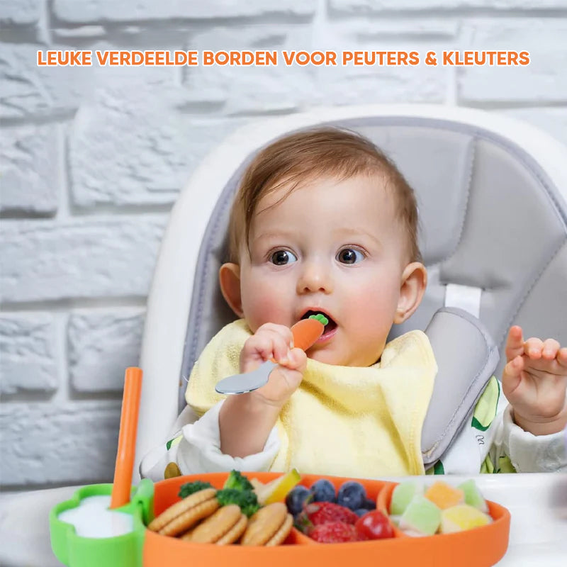 MiniMeal – Safe & Non-Slip – Silicone Toddler Plate Set with Cutlery
