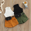 MiniFashionista – Elegant & Trends – Girls' Set with Top, Shorts, and Waist Bag