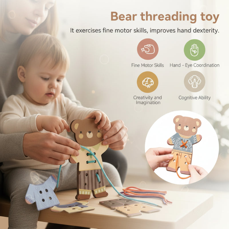ThreadBear – Cute & Educational – Montessori Threading Toy Bear