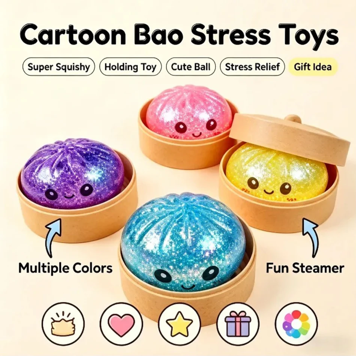 FunSquish – Colorful & Glitter Fun – Glitter Squishy Dumplings
