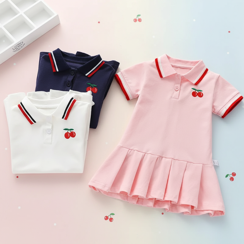 PetitJoy – Comfortable & Stylish – Cherry-Print Polo Dress