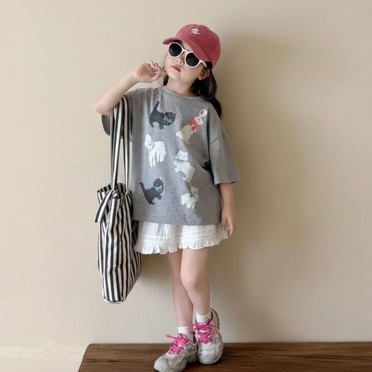 CatFun – Casual & Playful – Cat Print Oversized T-shirt