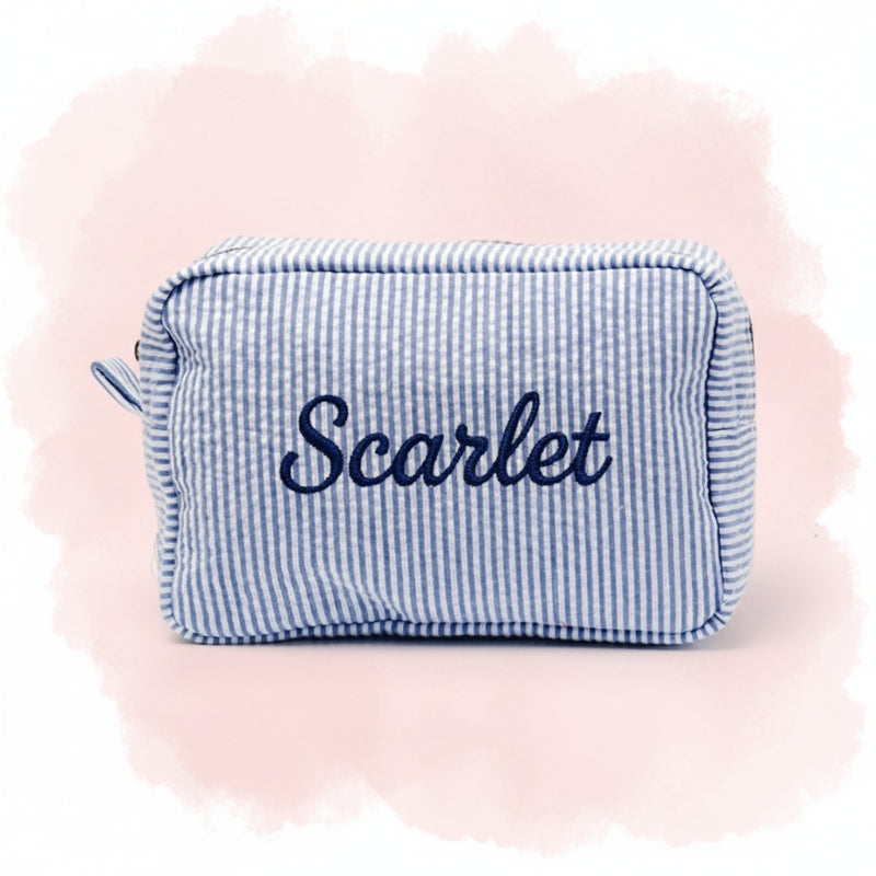 Striped Name Pouch – Personalized & Stylish – Makeup Bag