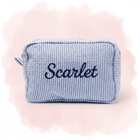 Thumbnail for Striped Name Pouch – Personalized & Stylish – Makeup Bag
