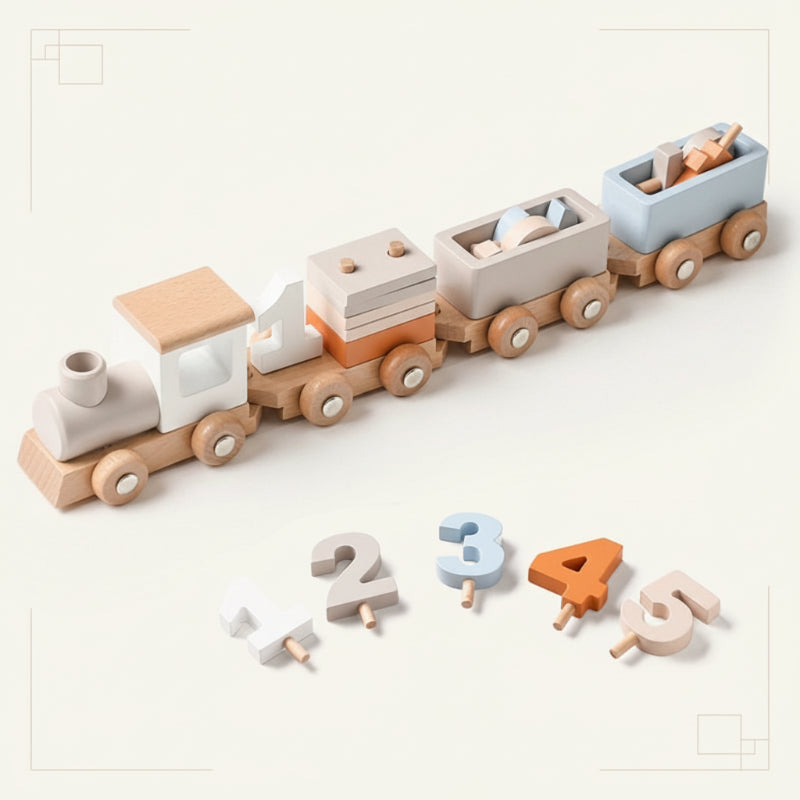 TrainCount –  Classic & Educational – Wooden Montessori Train