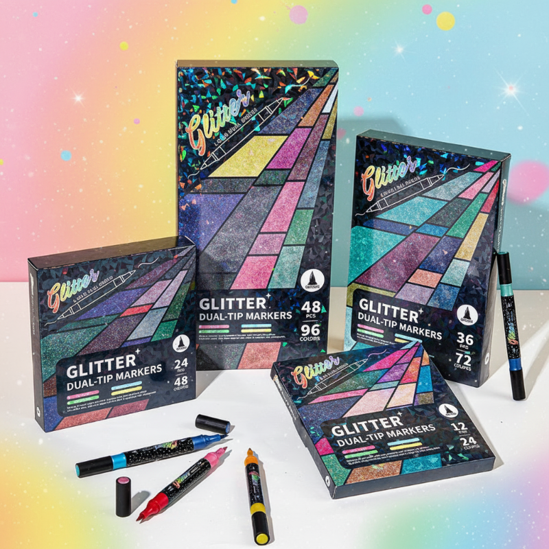 ArtShine – Colorful & Sparkling – Double-Sided Glitter & Glow-in-the-Dark Marker Set