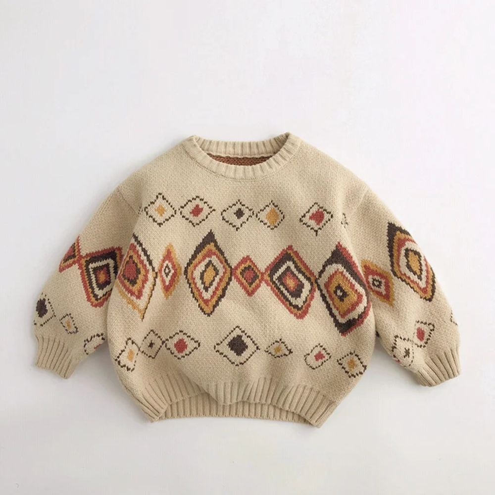 LittleRetro – Warm & Stylish – Knitted Children's Sweater with Diamond Pattern