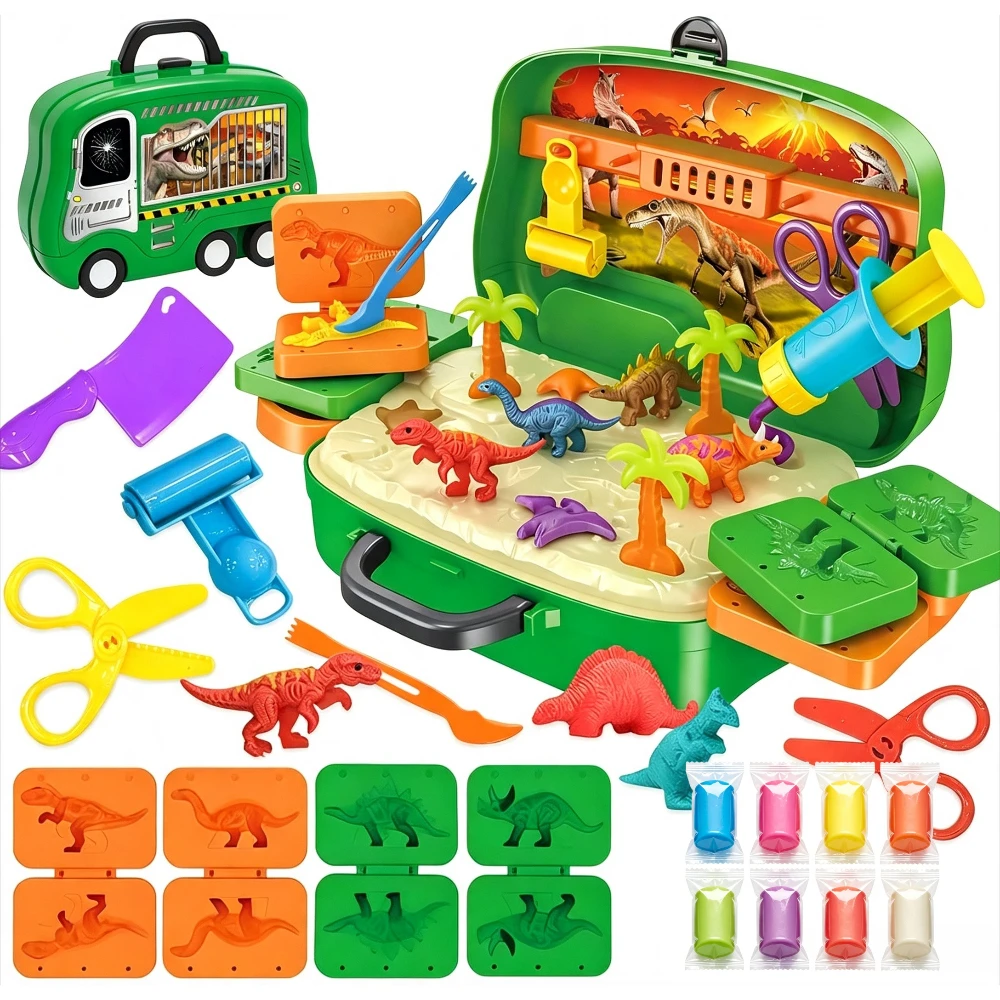 DinoMaker – Creative & Fun – Dinosaur Clay Play Set with Molds and Tools