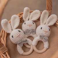 Thumbnail for CuddleRattle – Soft & Playful – Crocheted Baby Rattle with Wooden Ring
