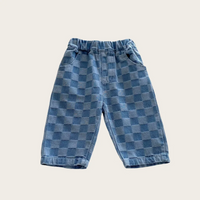 Thumbnail for DenimCheck – Comfortable & Trendy – Kids' Pants with a Checkered Pattern