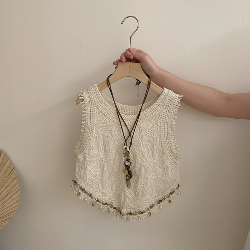 TinyTrends – Boho Chic & Cute – Crocheted Top with Checkered Skirt