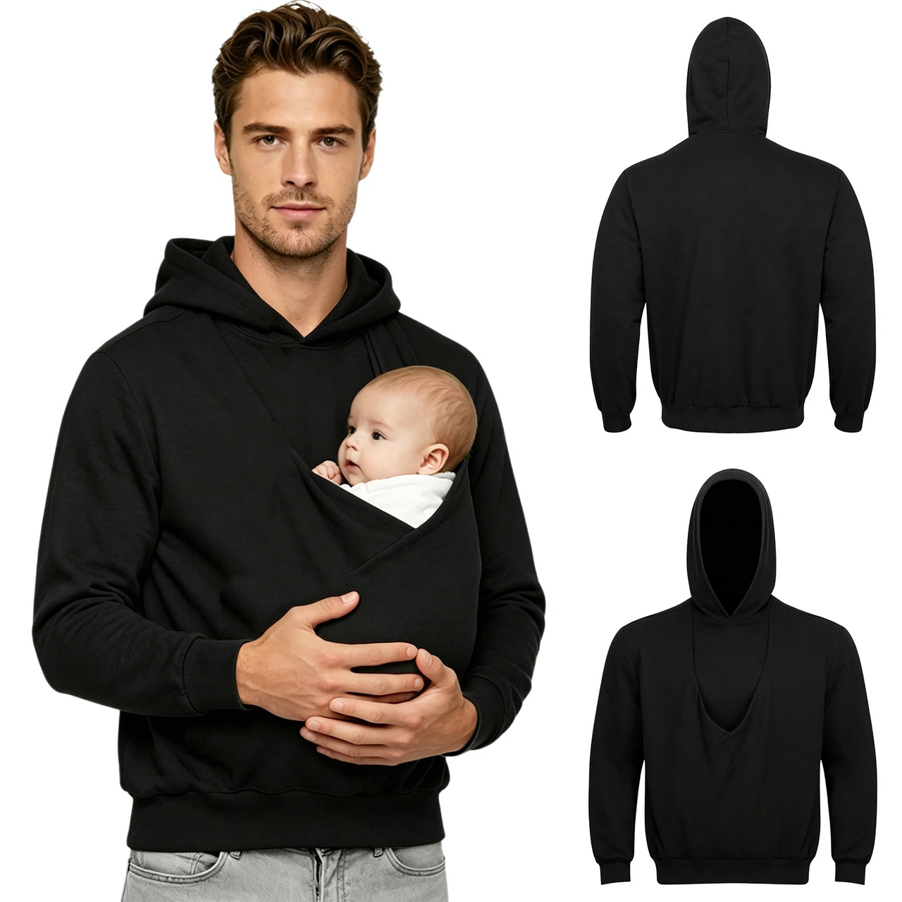 CuddleDad – Comfortable & Practical – Men's Hoodie with Baby Pouch