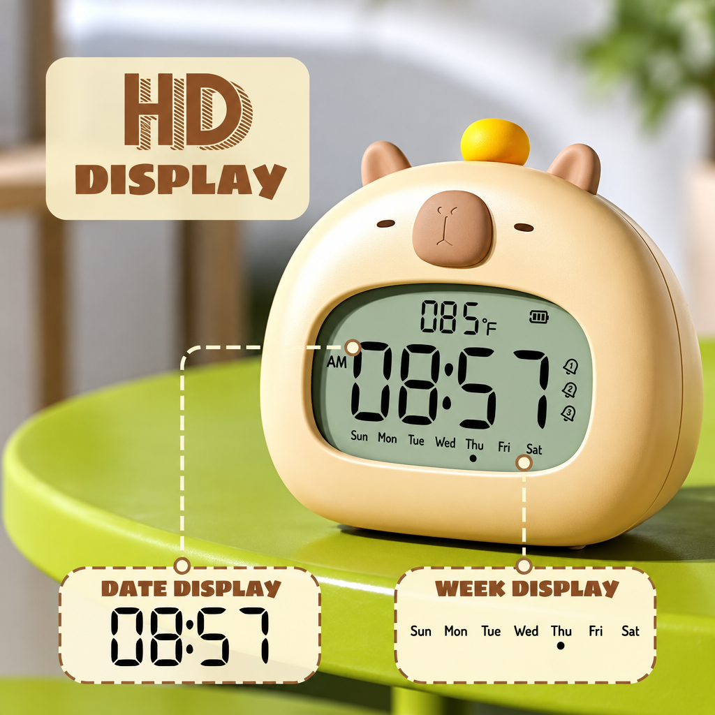 CappyClock – Cute & Multifunctional – Digital Kids' Alarm Clock with Night Light