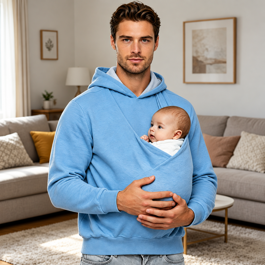 CuddleDad – Comfortable & Practical – Men's Hoodie with Baby Pouch