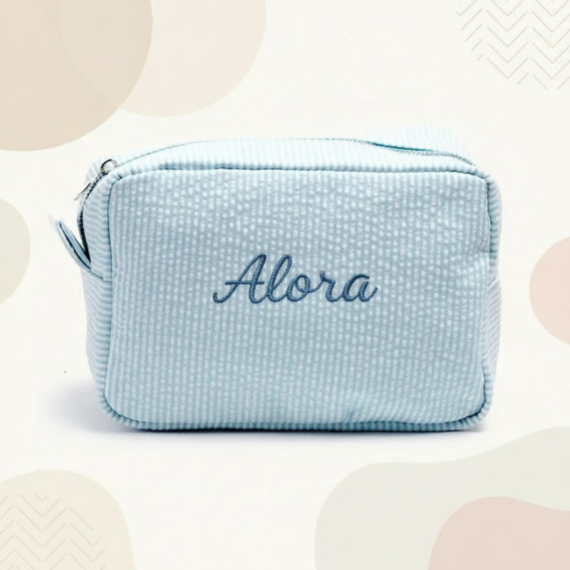 Striped Name Pouch – Personalized & Stylish – Makeup Bag