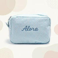 Thumbnail for Striped Name Pouch – Personalized & Stylish – Makeup Bag