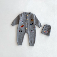 Thumbnail for PlayfulKnit – Soft & Cute – Knitted Baby Jumpsuit with Dog Print