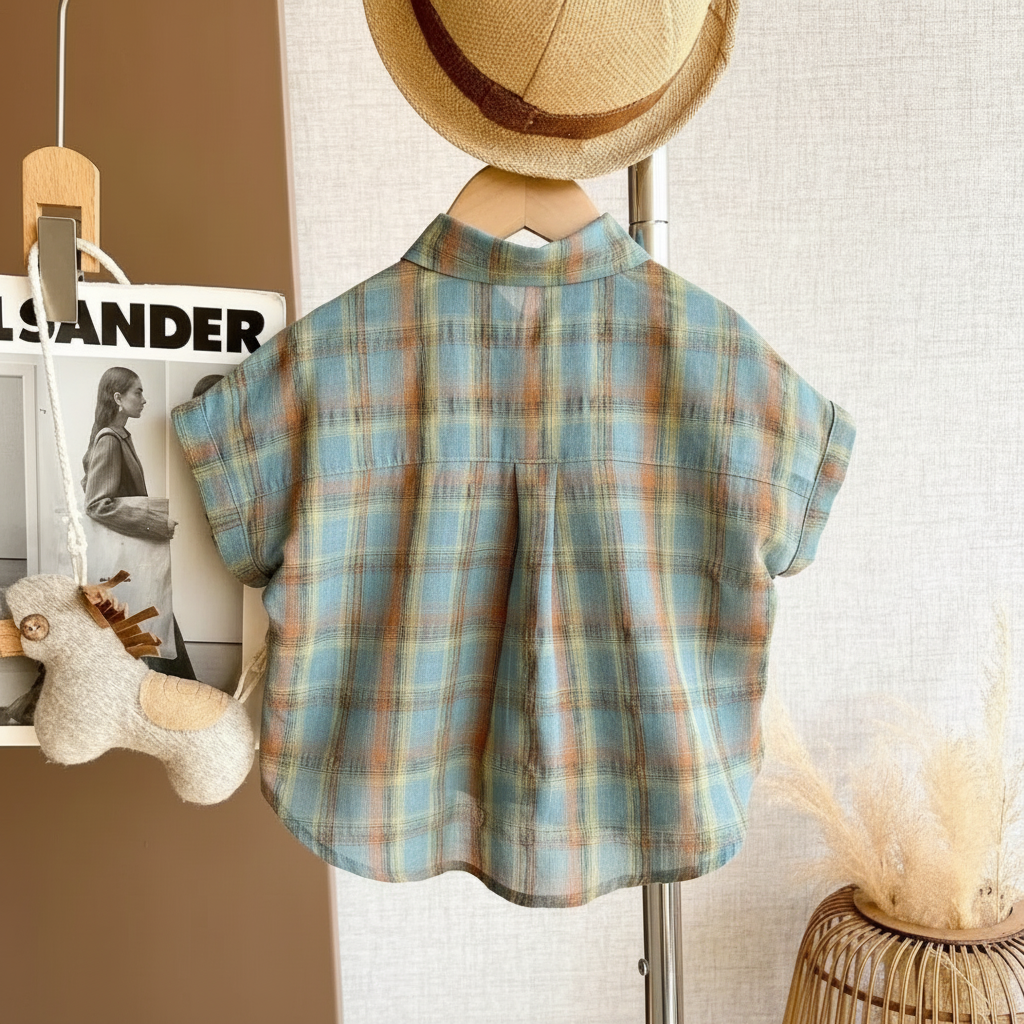 LittleGent – Trendy & Casual – Boys' Set with Checkered Shirt and Shorts