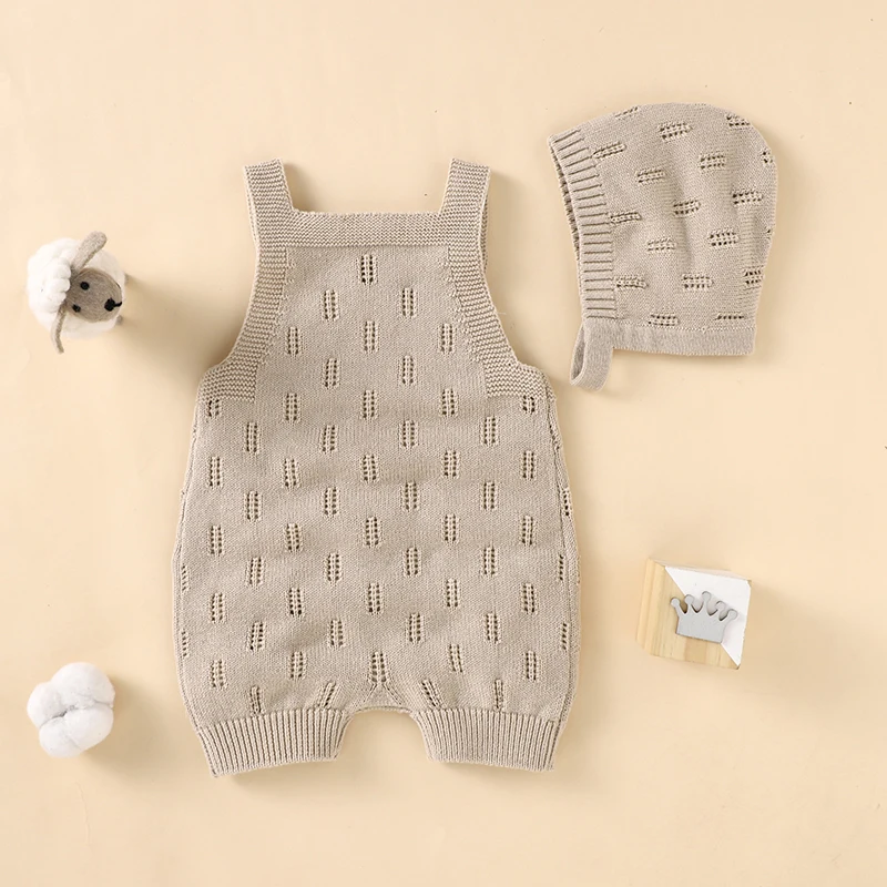 MiniCozy – Soft & Comfortable – Knitted Baby Overalls with a Little Hat