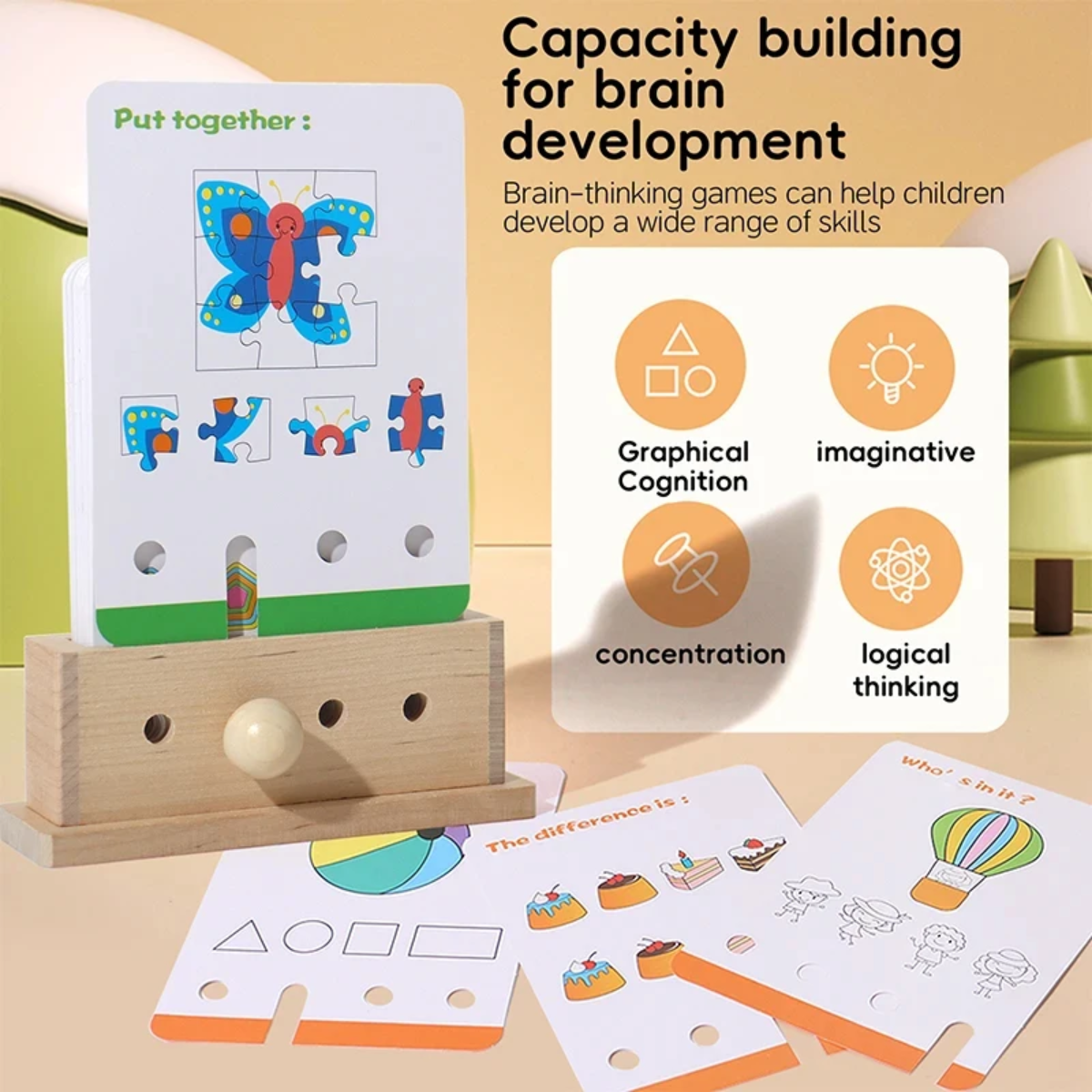 BrainyKids – Logical & Fun – Wooden Educational Card Game