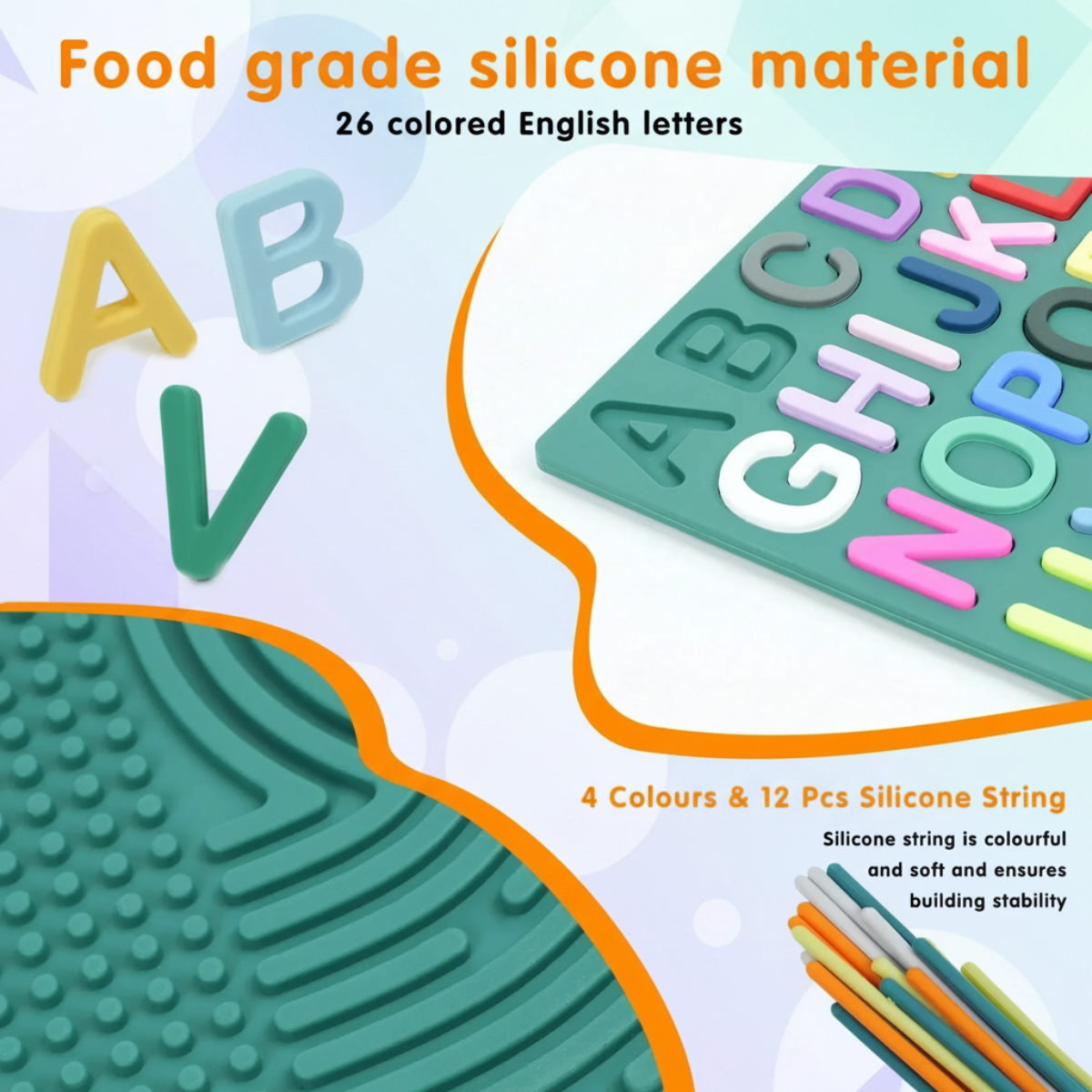 BrainyKids – Educational & Sensory – Silicone Activity Board with Letters