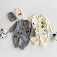Thumbnail for PlayfulKnit – Soft & Cute – Knitted Baby Jumpsuit with Dog Print