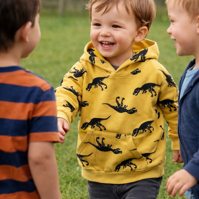 DinoStyle – Warm & Breathable – Hoodie with Triceratops Print