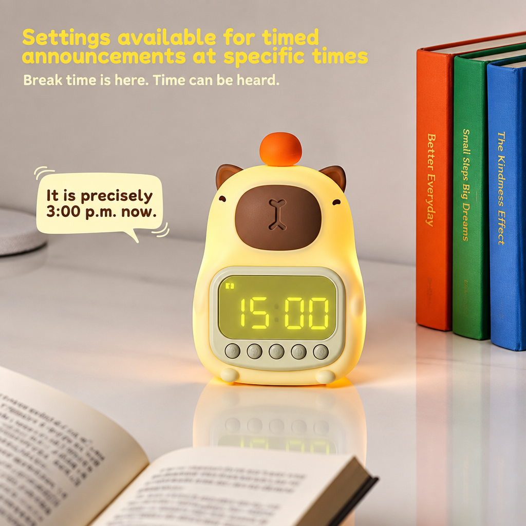 CappyClock – Cute & Multifunctional – Digital Kids' Alarm Clock with Night Light