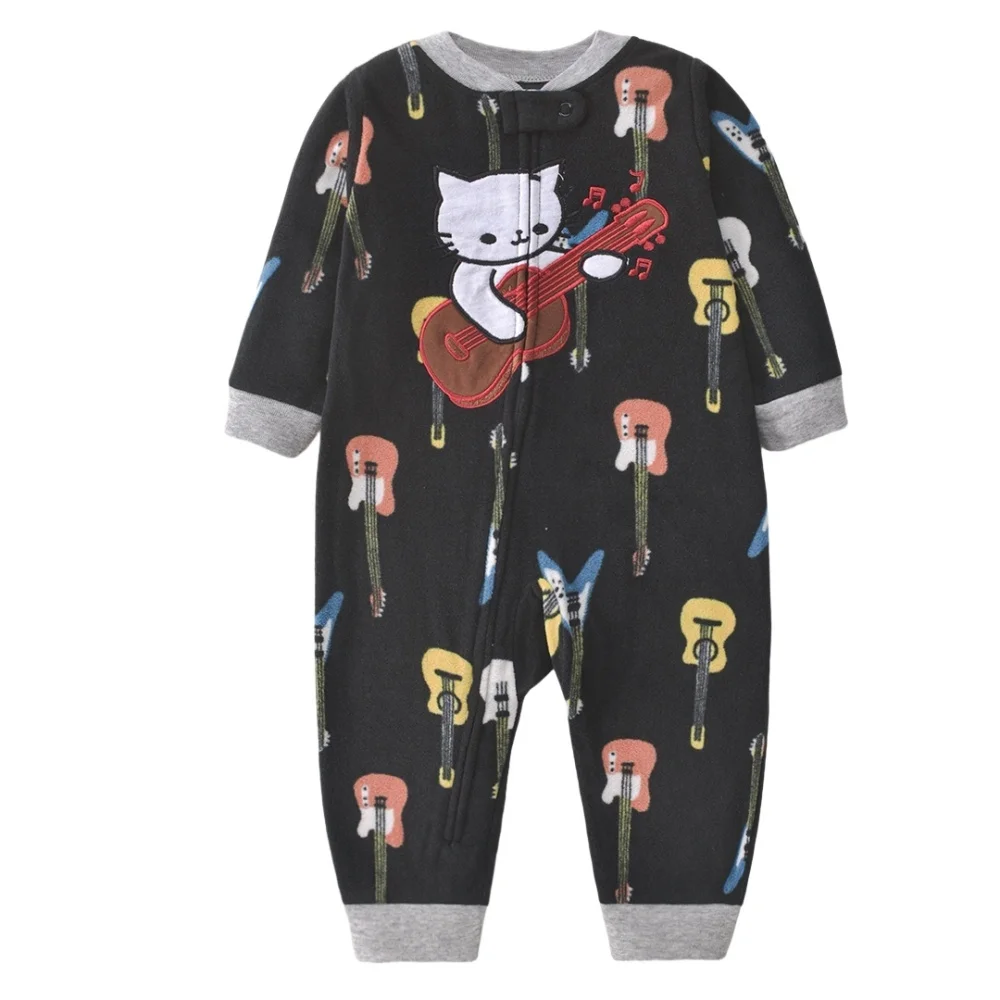 WarmBuddy – Cute & Soft – Fleece Baby Jumpsuit with Cartoon Print
