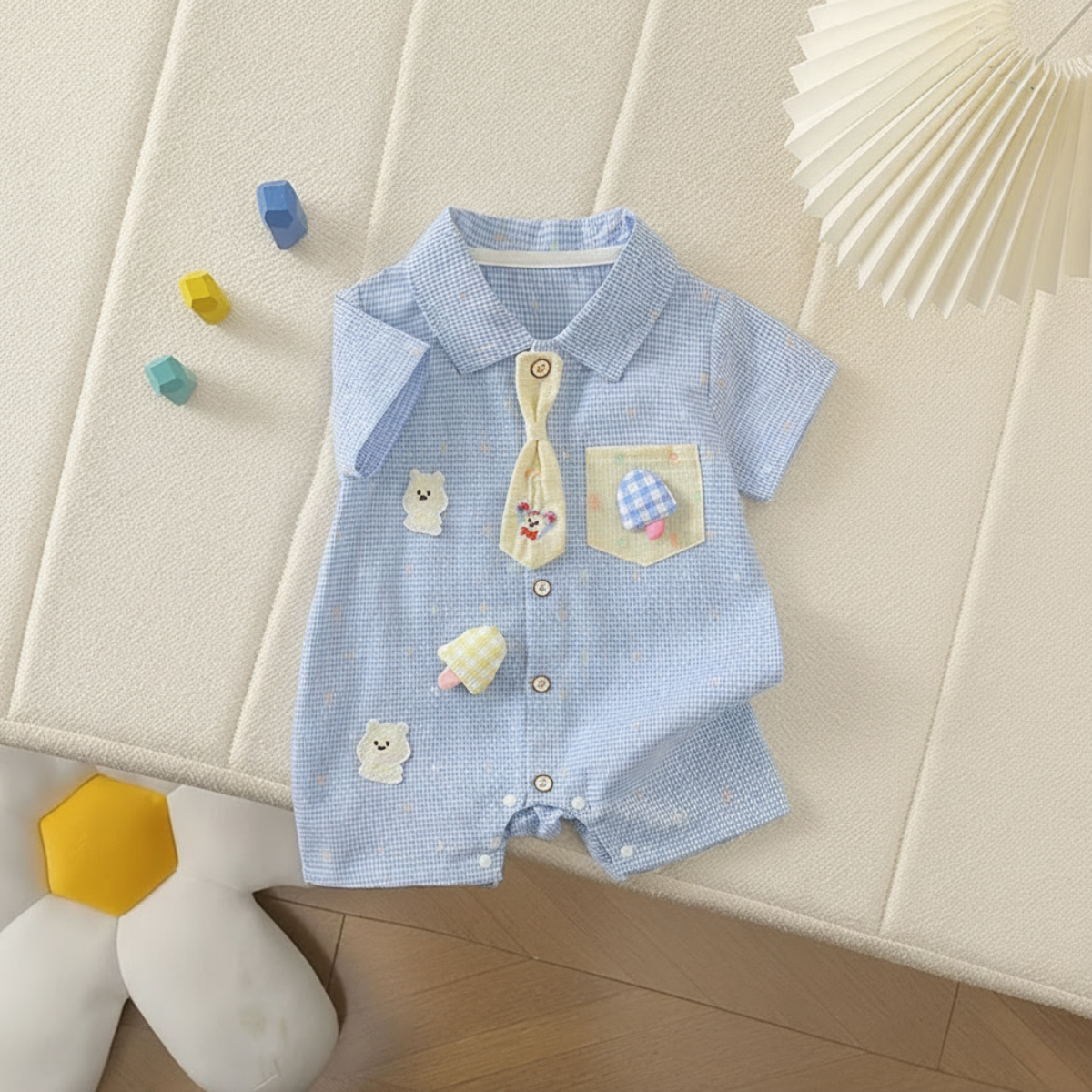 KiddoStyle – Cute & Soft – Kids' Jumpsuit with Bow Tie and Patch