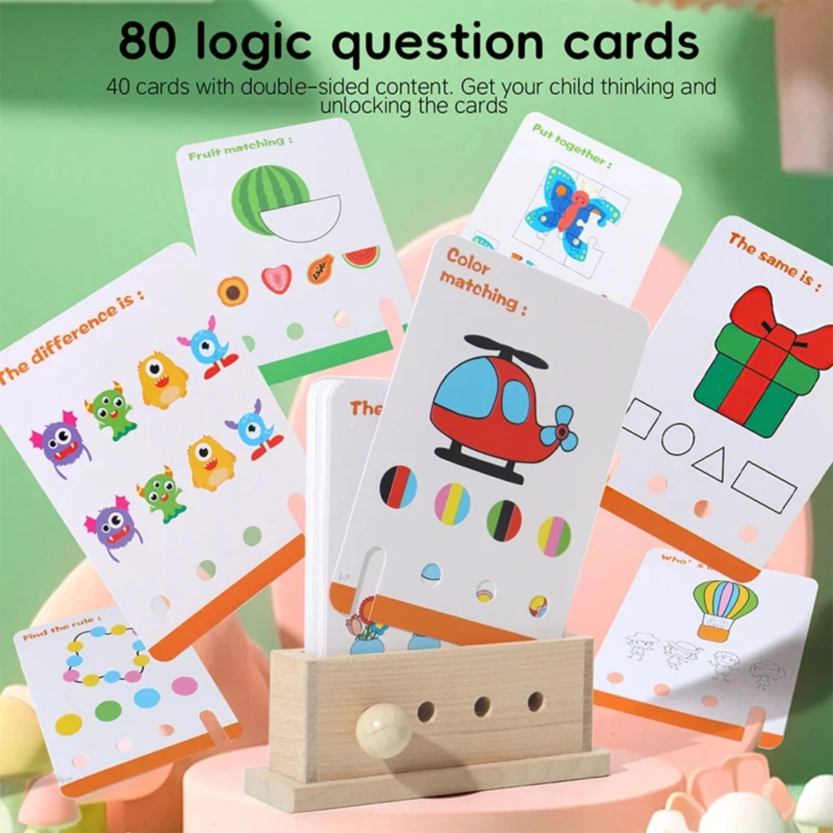 BrainyKids – Logical & Fun – Wooden Educational Card Game
