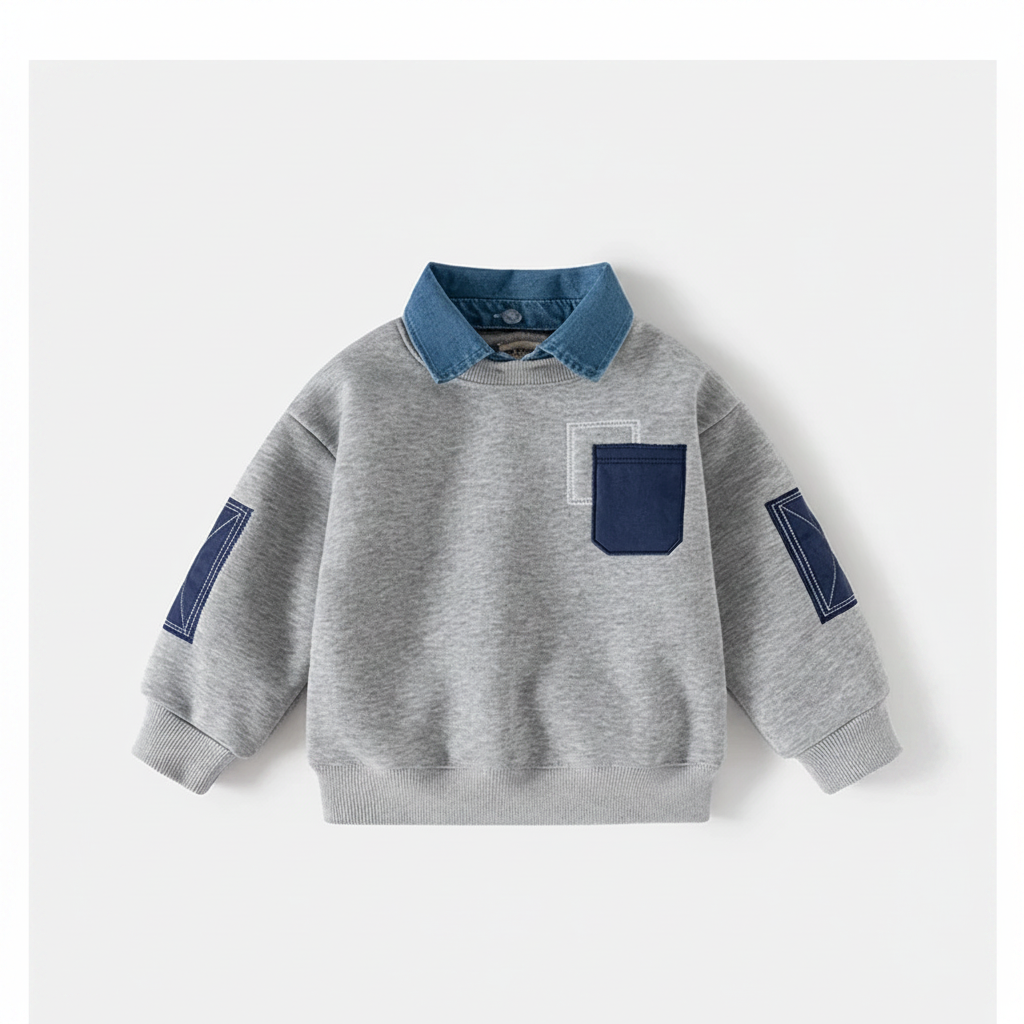 CoolJunior – Warm & Stylish – Boys' Sweater with Denim Collar