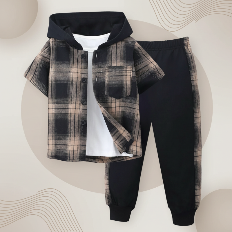 Boys' Checkered Outfit – Trendy and Comfortable – Checkered Kids' Clothing Set