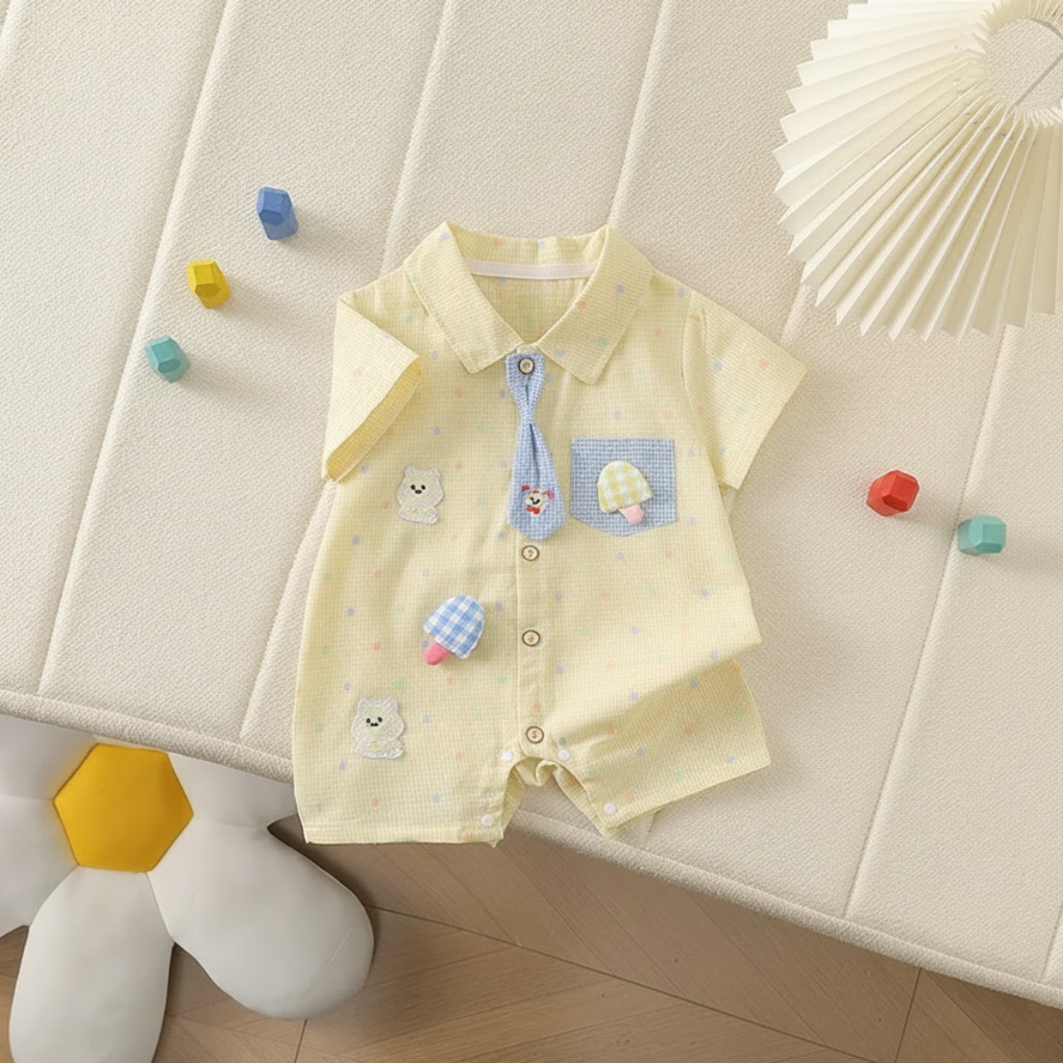 KiddoStyle – Cute & Soft – Kids' Jumpsuit with Bow Tie and Patch
