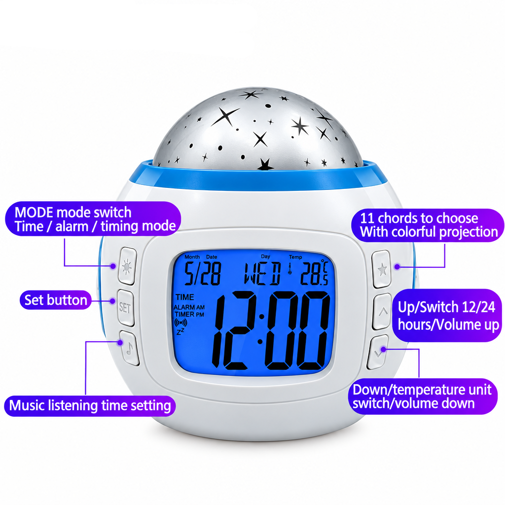 ColorTime – Colorful & Multifunctional – Digital Children's Alarm Clock with Night Light