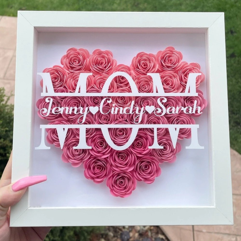 Personalized Rose Shadow Box – Unique Mother's Day Gift – Personalized Rose Shadow Box
