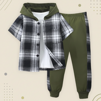 Thumbnail for Boys' Checkered Outfit – Trendy and Comfortable – Checkered Kids' Clothing Set